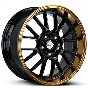 18" Shift Wheels Crank Black with Bronze Polished Lip Rims