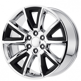 22" OE Creations Wheels PR168 Chrome with Matte Black Accents Rims 