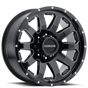 20" Raceline Wheels 938M Enforcer Gloss Black Milled Off-Road Rims 