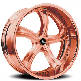 21" Staggered Artis Forged Wheels Kokomo Rose Gold Rims
