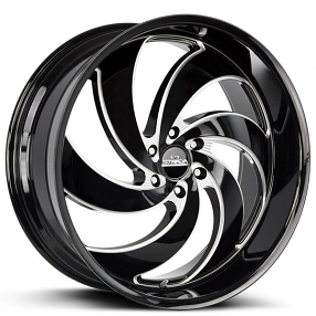 26" Strada Wheels Retro 6 Gloss Black Milled Rims