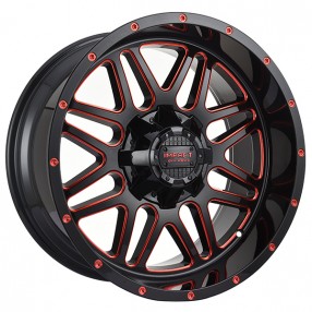 22" Impact Off-Road Wheels 806 Gloss Black with Red Milled Rims