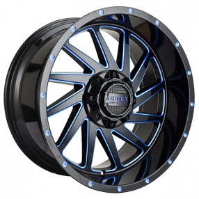 17" Impact Off-Road Wheels 811 Gloss Black with Blue Milled Rims