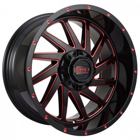 20" Impact Off-Road Wheels 811 Gloss Black with Red Milled Rims