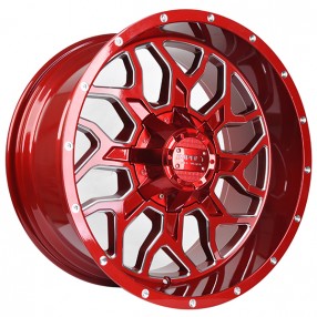 22" Impact Off-Road Wheels 813 Gloss Red with Milled Windows Rims