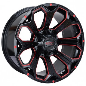20" Impact Off-Road Wheels 817 Gloss Black with Red Milled Rims