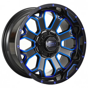 20" Impact Off-Road Wheels 818 Gloss Black with Blue Milled Rims