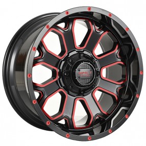 20" Impact Off-Road Wheels 818 Gloss Black with Red Milled Rims