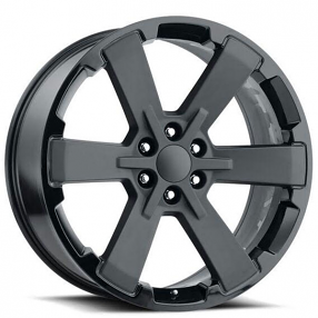 22" GMC Dual Six Star Wheels FR 45 Two Tone Satin Black with Gloss Black Lip OEM Replica Rims