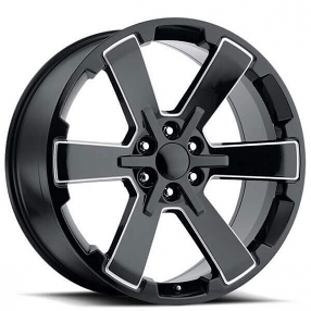 22" GMC Dual Six Star Wheels FR 45 Black Ball Milled OEM Replica Rims