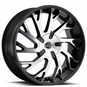 22x8.5" VCT Wheels V77 Black Machined Huge Size Lip Rims 