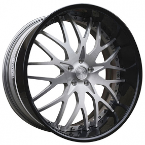 22" Staggered AC Forged Wheels AC313 Brushed Face with Gloss Black Extended Lip Three Piece Rims 