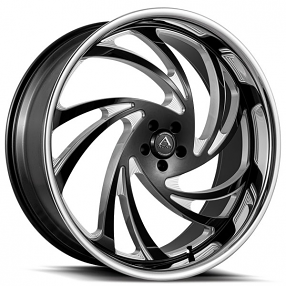 24" Azad Wheels AZ Drip Black Milled with SS Lip Rims