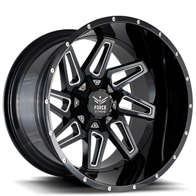 22" Force Off-Road Wheels F02 Black Milled Rims