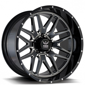 22" Force Off-Road Wheels F04 Black Milled Rims