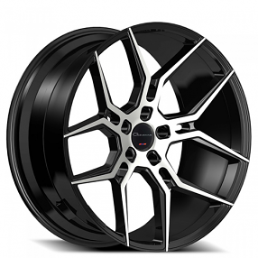 22" Staggered Giovanna Wheels Haleb Black Machined Rims