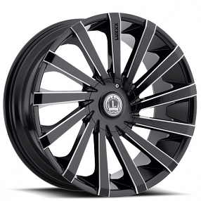 24" Luxxx Alloys Wheels Lux13 Gloss Black Milled Rims