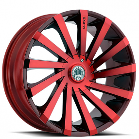 24" Luxxx Alloys Wheels Lux13 Neon Red Rims