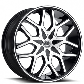 22x8.5" Luxxx Alloys Wheels Lux7 Black Machined Rims