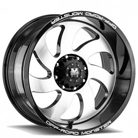20" Off Road Monster Wheels M07 Gloss Black Machined Rims 