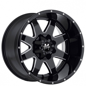 20" Off Road Monster Wheels M08 Gloss Black Milled Rims 