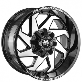 20" Off Road Monster Wheels M09 Gloss Black Machined Rims 