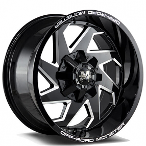 20" Off Road Monster Wheels M09 Matte Black Milled Rims 