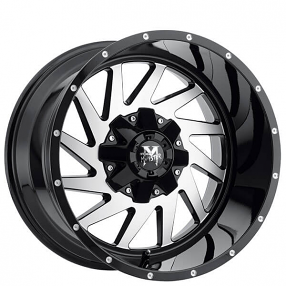24" Off Road Monster Wheels M12 Gloss Black Machined Rims 