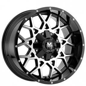 22" Off Road Monster Wheels M14 Gloss Black Machined Rims 