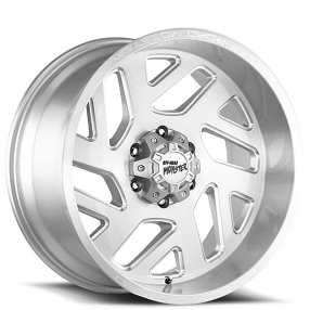 22" Off Road Monster Wheels M19 Silver Brushed Milled Rims 