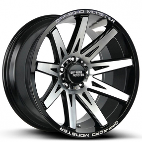 22" Off Road Monster Wheels M25 Gloss Black Machined Rims