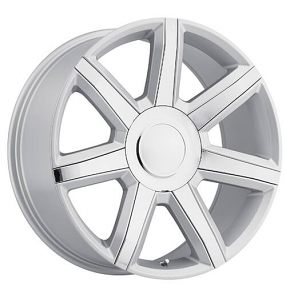 22" Cadillac Escalade Luxury Wheels FR 56 Silver with Chrome Inserts OEM Replica Rims