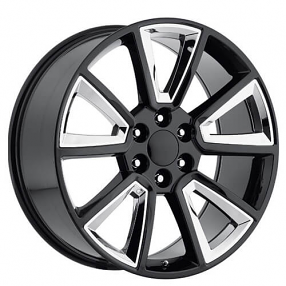 22" Chevy Tahoe Wheels FR 57 Black with Chrome Inserts OEM Replica Rims