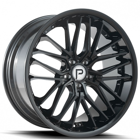 20" Staggered Pinnacle Wheels P214 Legacy Gloss Black Rims