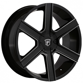 22" Pinnacle Wheels P92 Gallant Gloss Black Milled Rims