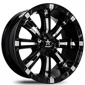 20" RBP Wheels 94R Black with Chrome Inserts Off-Road Rims 