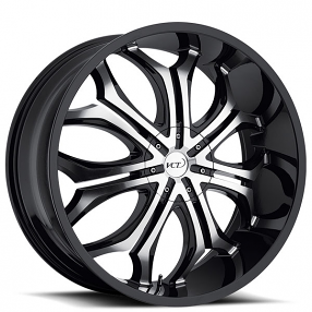 22x8.5" VCT Wheels V61 Godfather Black Machined Huge Size Lip Rims
