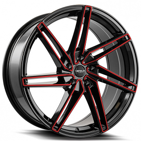 18" Versus Wheels VS88 Black with Red Face Rims
