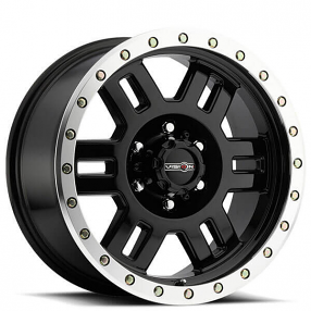 16" Vision Wheels 398 Manx Gloss Black with Machined Lip Off-Road Rims 