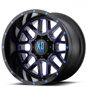 20" XD Wheels XD820 Grenade Satin Black Milled with Blue Tinted Off-Road Rims 